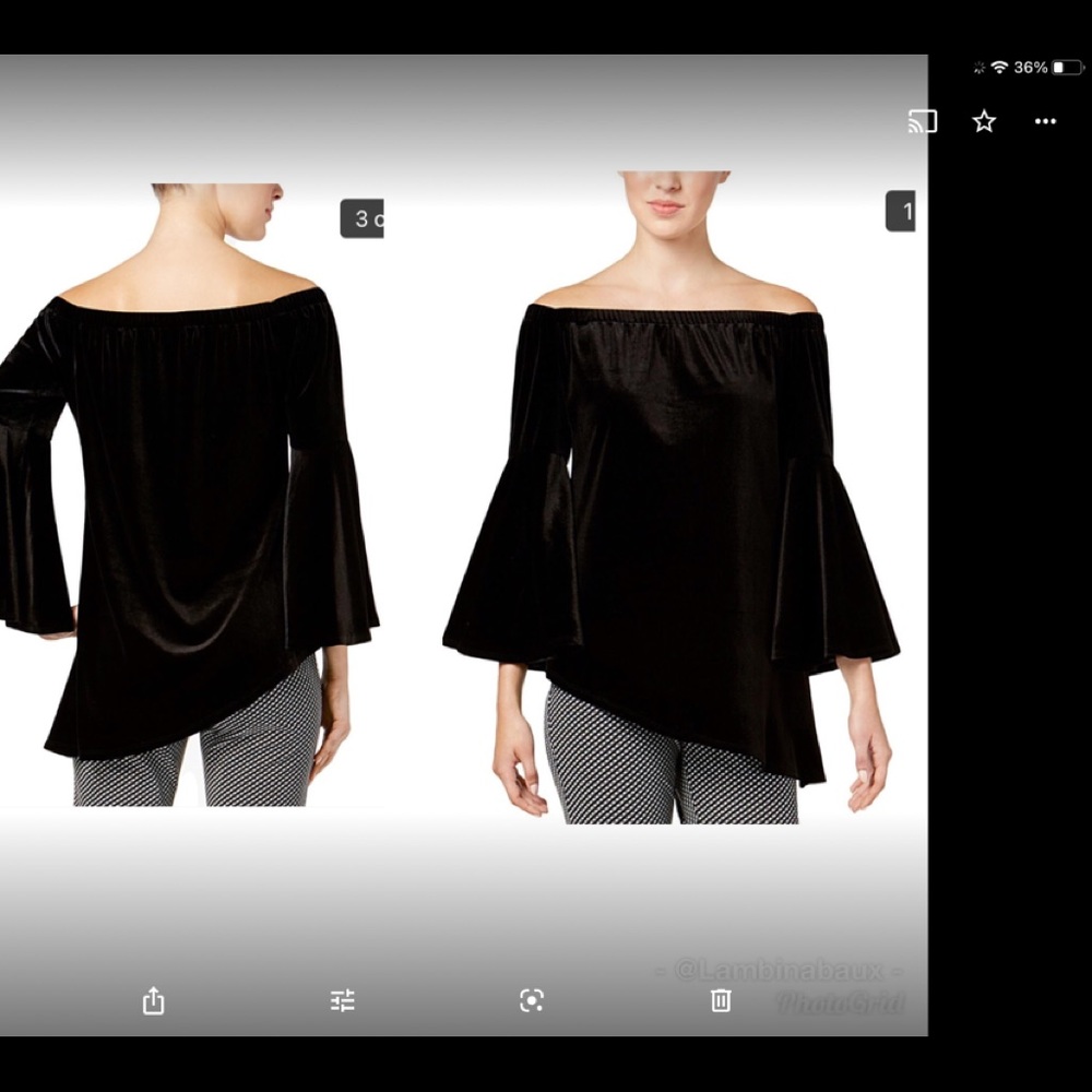 NY Collection Velvet off the Shoulder top  NWT